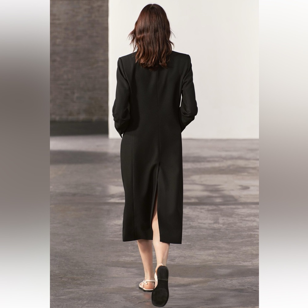 Zara Tailored Double Breasted Coat Black ZW COLLECTION size XS NWT - Picture 3 of 16